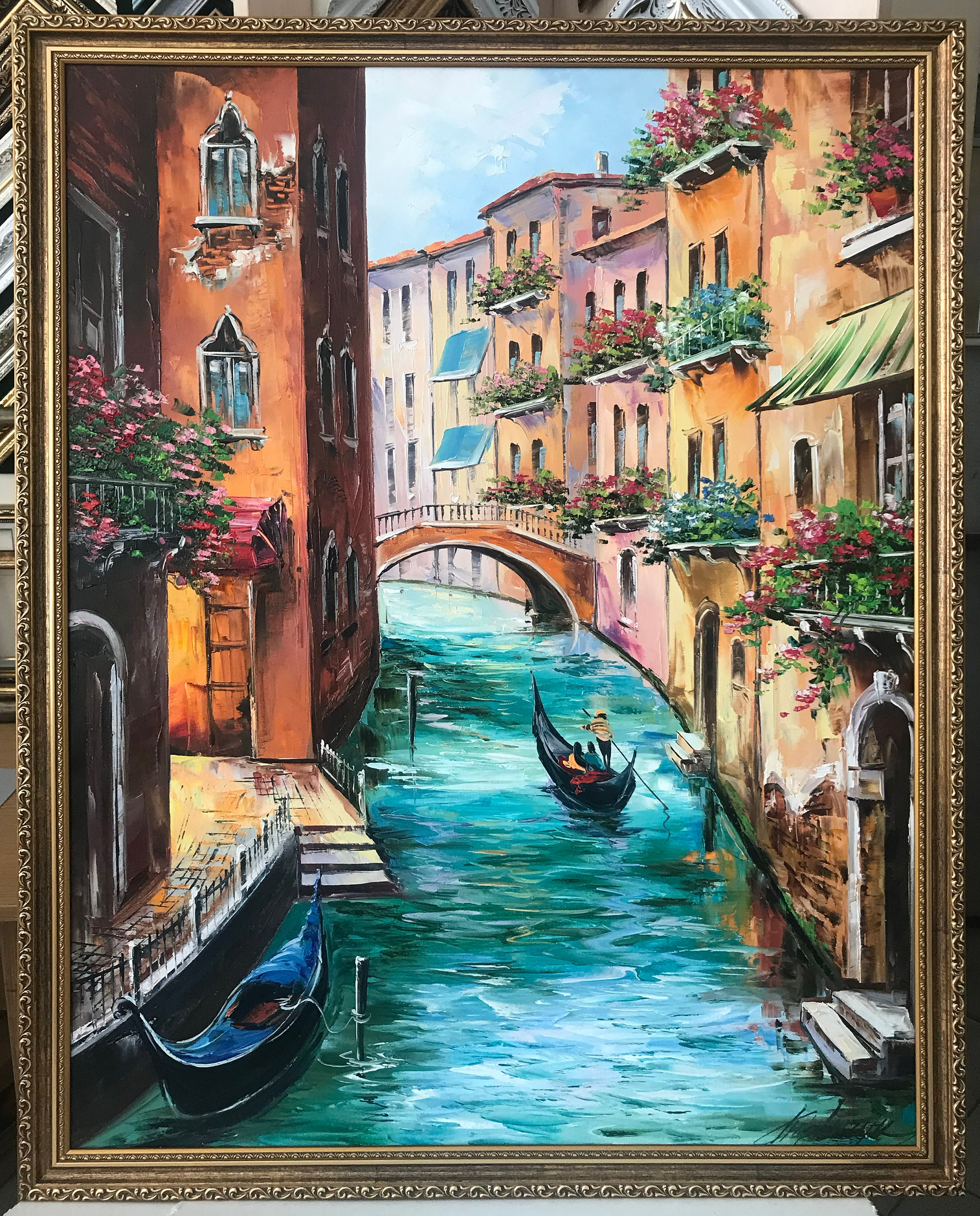 Original Venedig Ölgemälde auf Leinwand Venezianische Kunst Italienisches  Ölgemälde Venedig Kunstwerk Italienische Wandkunst Gerahmtes Venedig Kanal  Gemälde