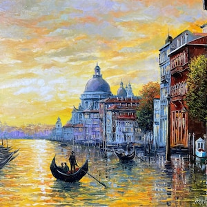 Venice Italy Oil Painting on Canvas Original European Wall