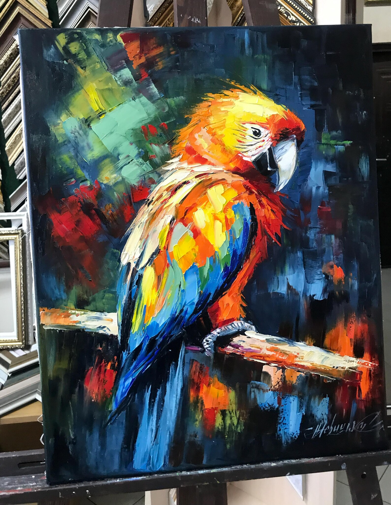 parrot-painting-on-canvas-small-bird-oil-painting-original-parrot-wall