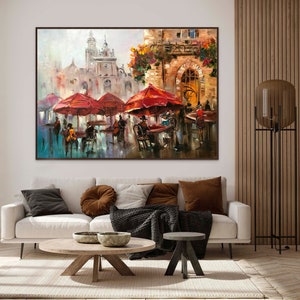 European Cafe Painting Original Restaurant Painting Bistro Art City ...