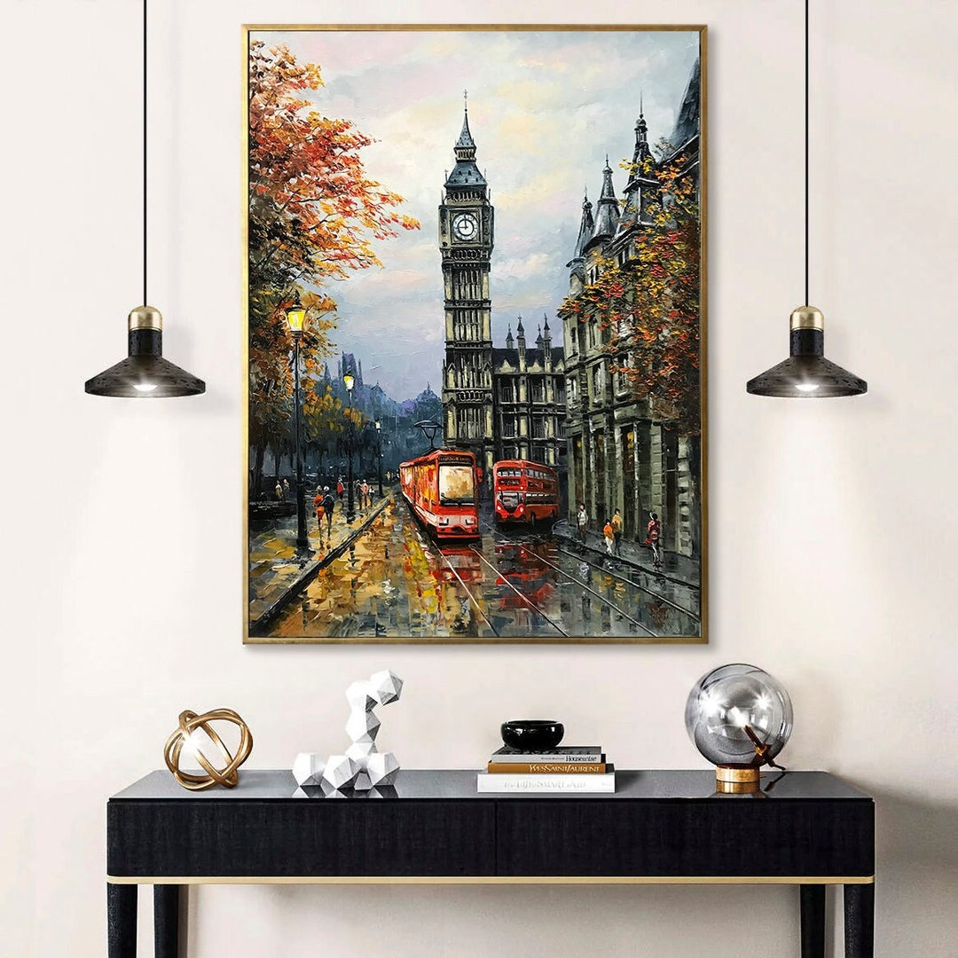 London Street Painting on Canvas London Scene Canvas Wall Art City