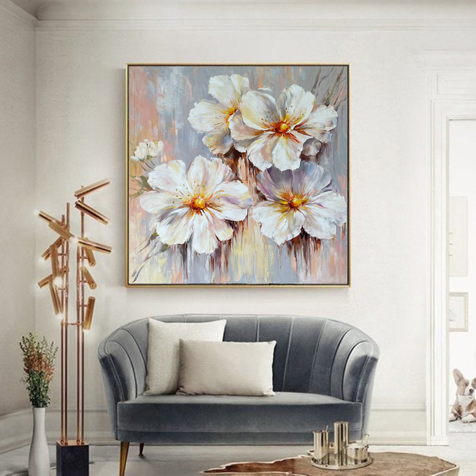 Abstract Flower Original Painting Extra Large Wall Art Luxury - Etsy