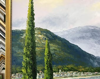 印象派風タッチ 油絵 油彩画 風景画 真筆保証 山の中の小路 ゴールドフレーム 印象派風タッチ 油絵 油彩画 風景画 真筆保証 山の中の小路 ゴールド