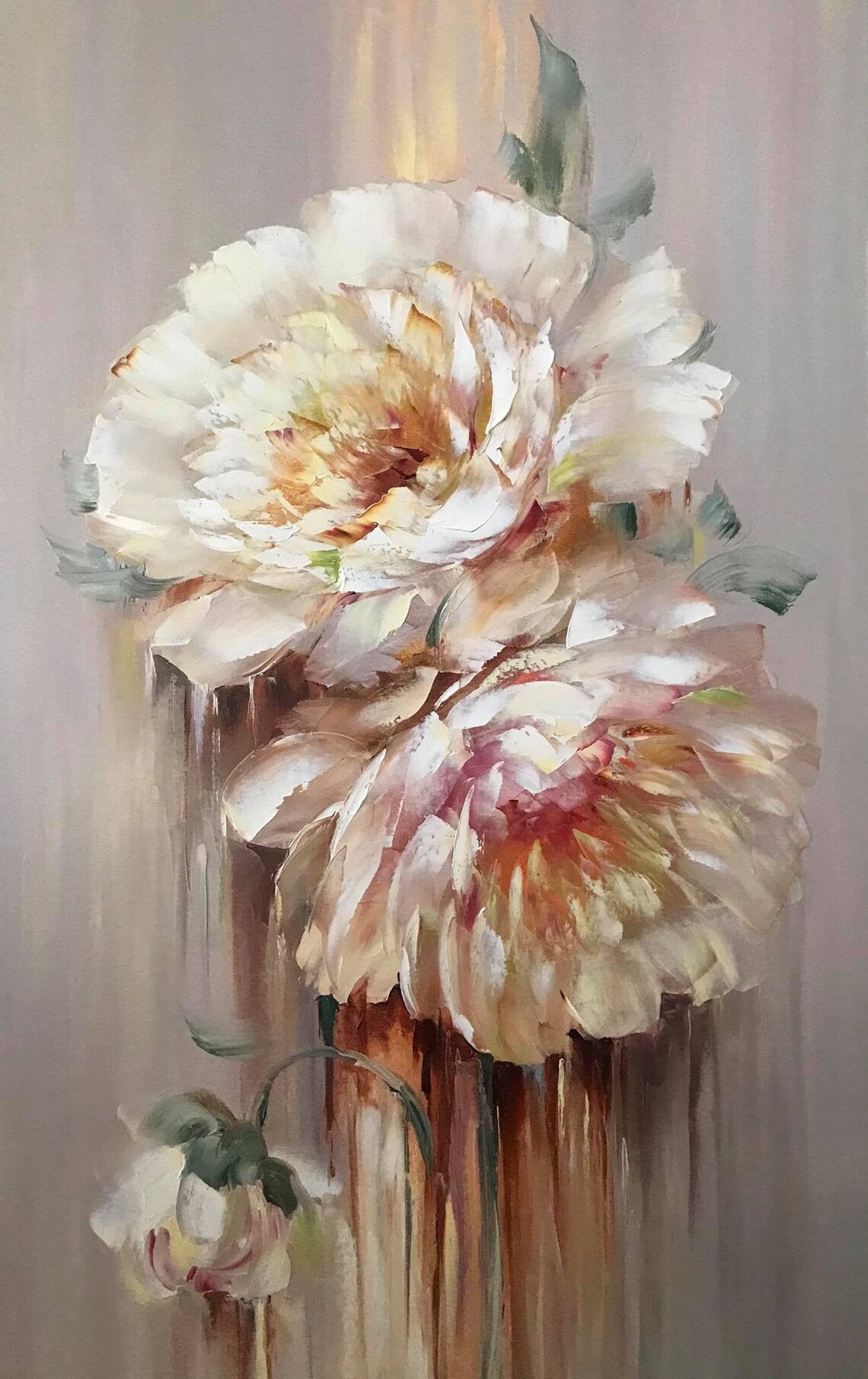 Long Vertical Painting Large Abstract Flowers Wall Art Work Etsy Canada