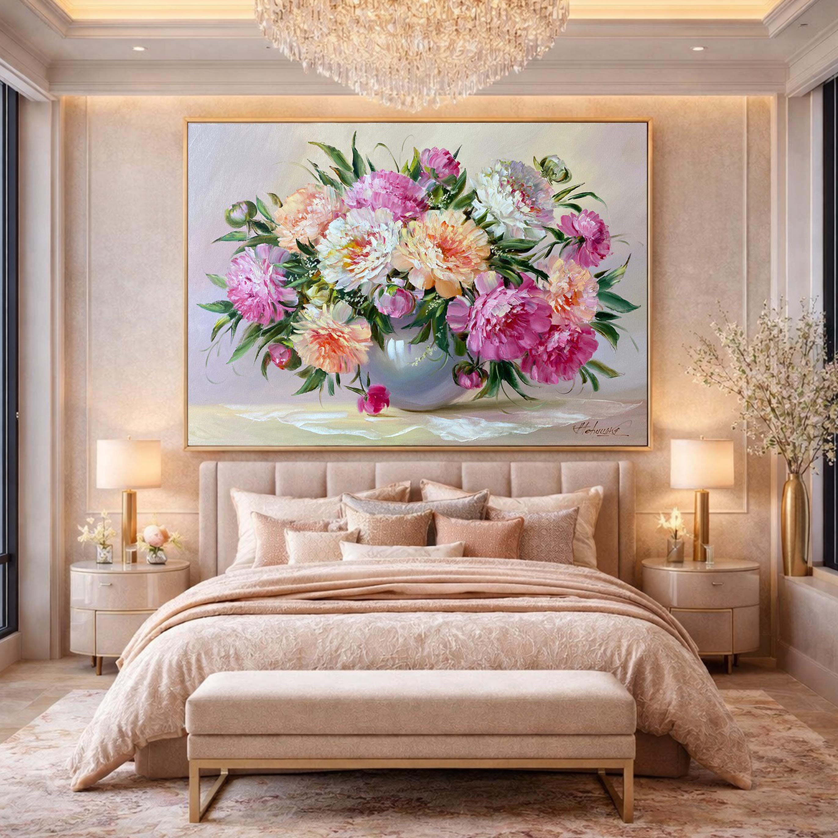 Peony Bouquet Oil Painting Original Pink And White Peonies Artwork Etsy Peony Bouquet Oil Painting Original Pink And White Peonies Artwork Etsy