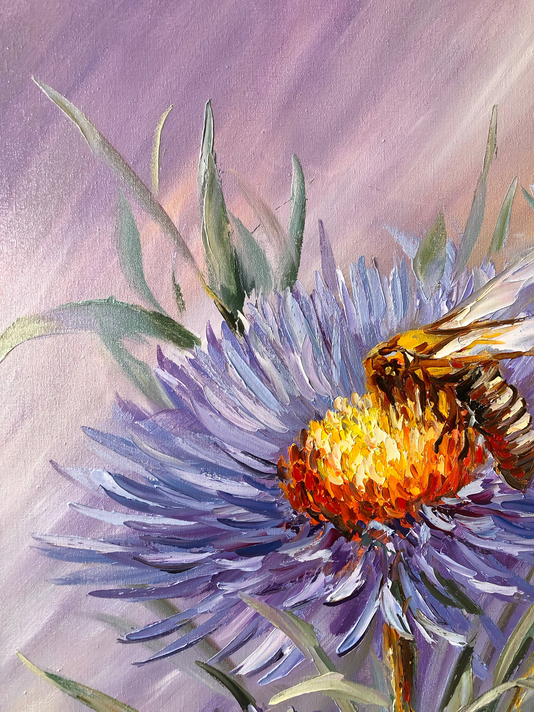 Purple Flower Oil Painting Original Abstract Floral Wall Art - Etsy UK