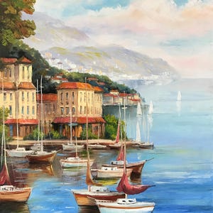 Capri Italy Painting on Canvas Italy Coastal Villages Oil Painting Original Positano Amalfi Coast Painting Italy Landscape Art for Sale