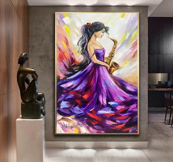 サクソフォーン女シリーズ絵画壁掛け絵画