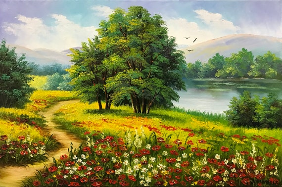 花畑 油絵 風景画 【公式通販】