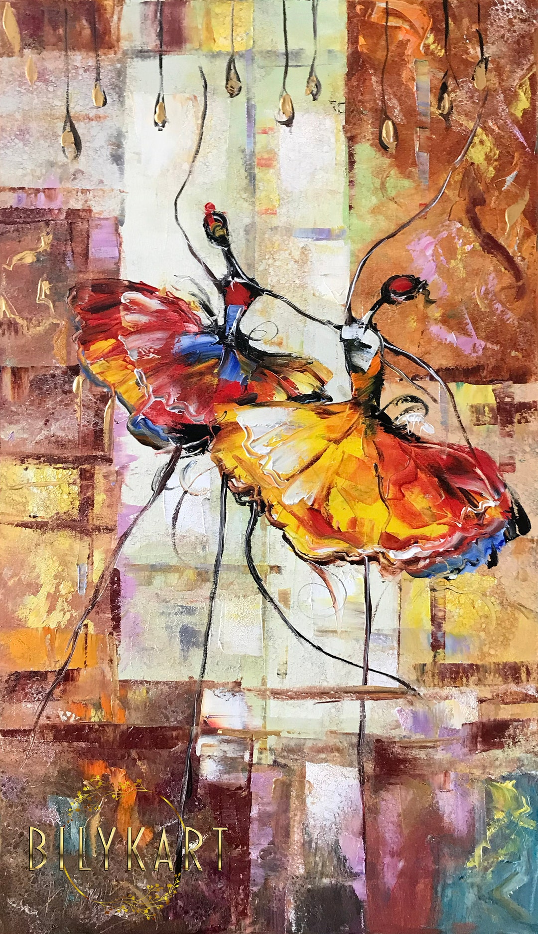 抽象的なバレリーナの絵画 オリジナルのバレリーナの壁アート 踊る