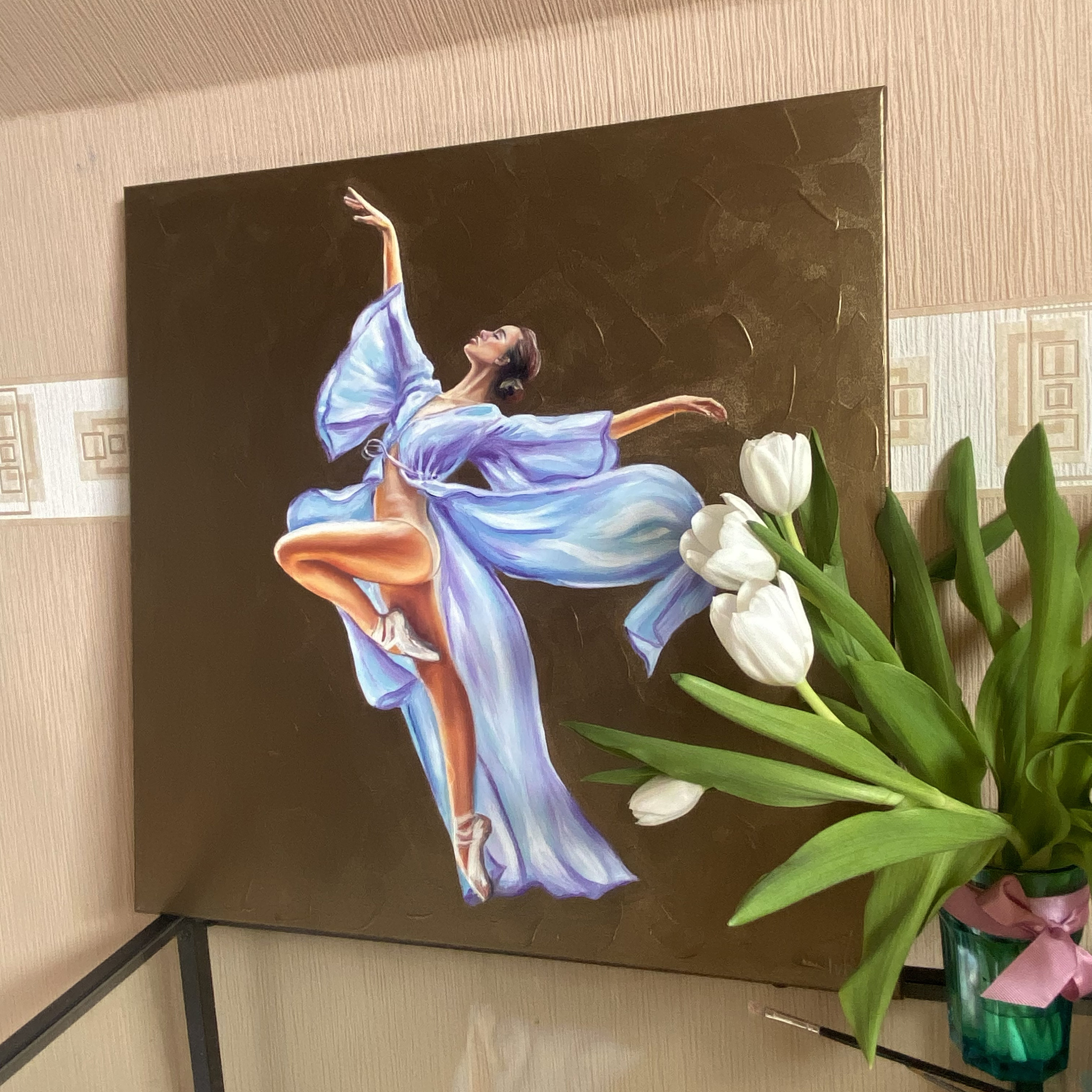 踊る女性絵画 バレリーナ キャンバスアート 社交ダンスアート