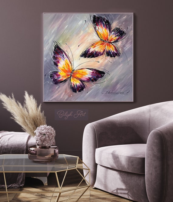 vlinder schilderij op canvas originele vlinder kunst Etsy Nederland