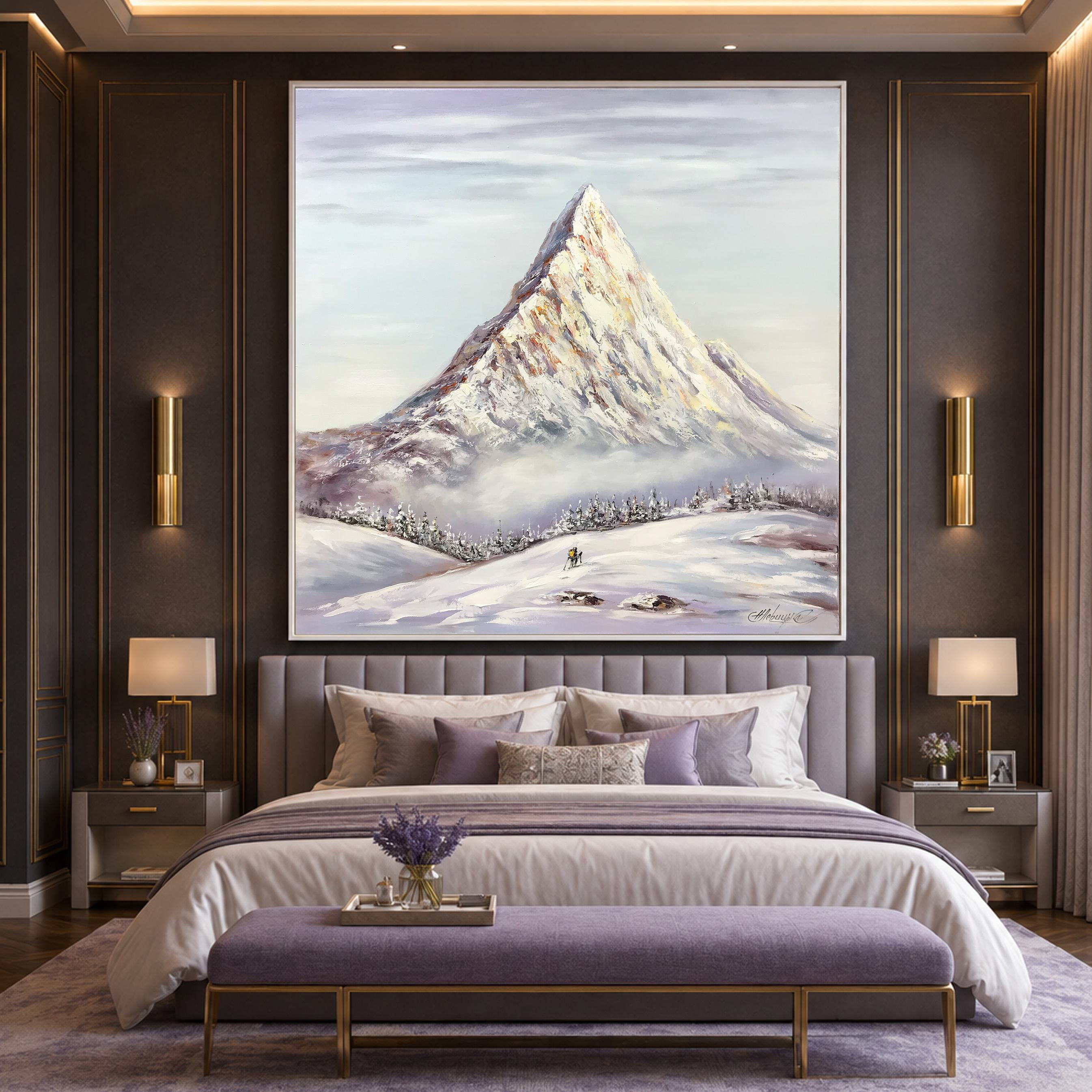 エベレスト山の絵画、ネパールのキャンバスアート、ヒマラヤ山脈の絵画