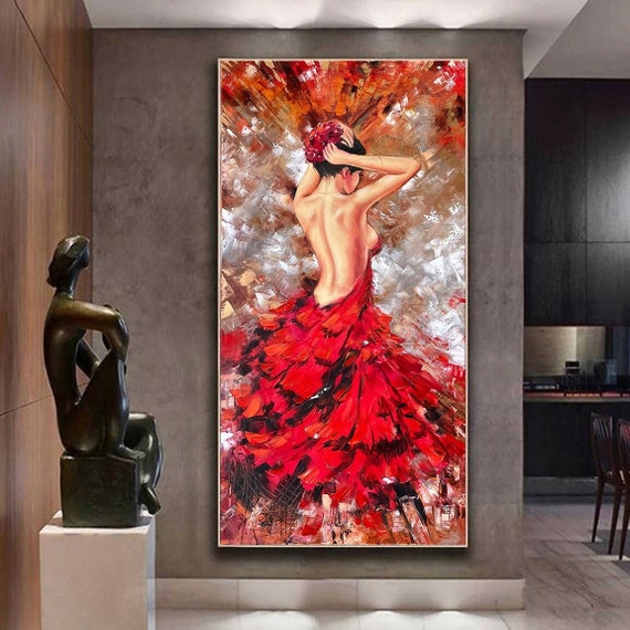 1 pieza de pintura al óleo roja, pintura al óleo profesional para artistas,  estudiantes, pintura, Moda de Mujer