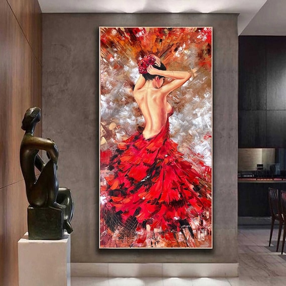 絵画　アート　イラスト　女性像　インテリア　かわいい　綺麗　鉛筆画　ダンス　赤 絵画 アート イラスト 女性像 インテリア かわいい 綺麗 鉛筆画