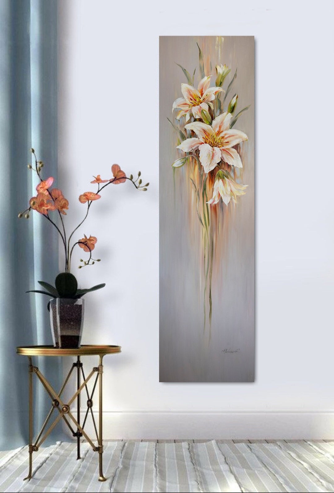 Lilies Painting Original Art Vertical Home Decor Abstract - Etsy