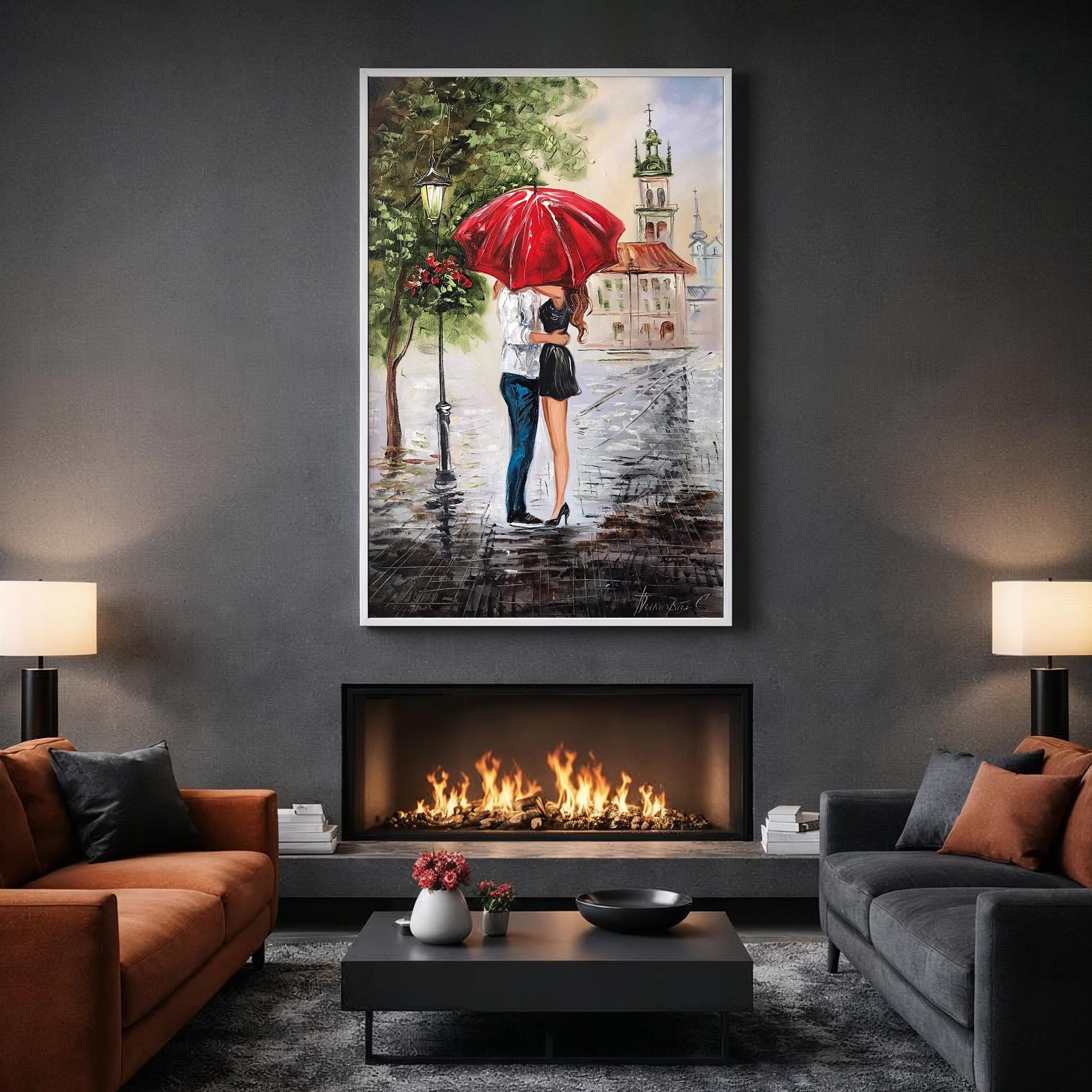 Quadri Moderni Soggiorno Romantico Coppia Amore Quadro su Vetro Verticale 80x120cm Stampe da Parete Camera da Letto Cucina 1 pezzo Wall Art Grandi Decorazione Murale Grafica Immagini GPA80x120-5445