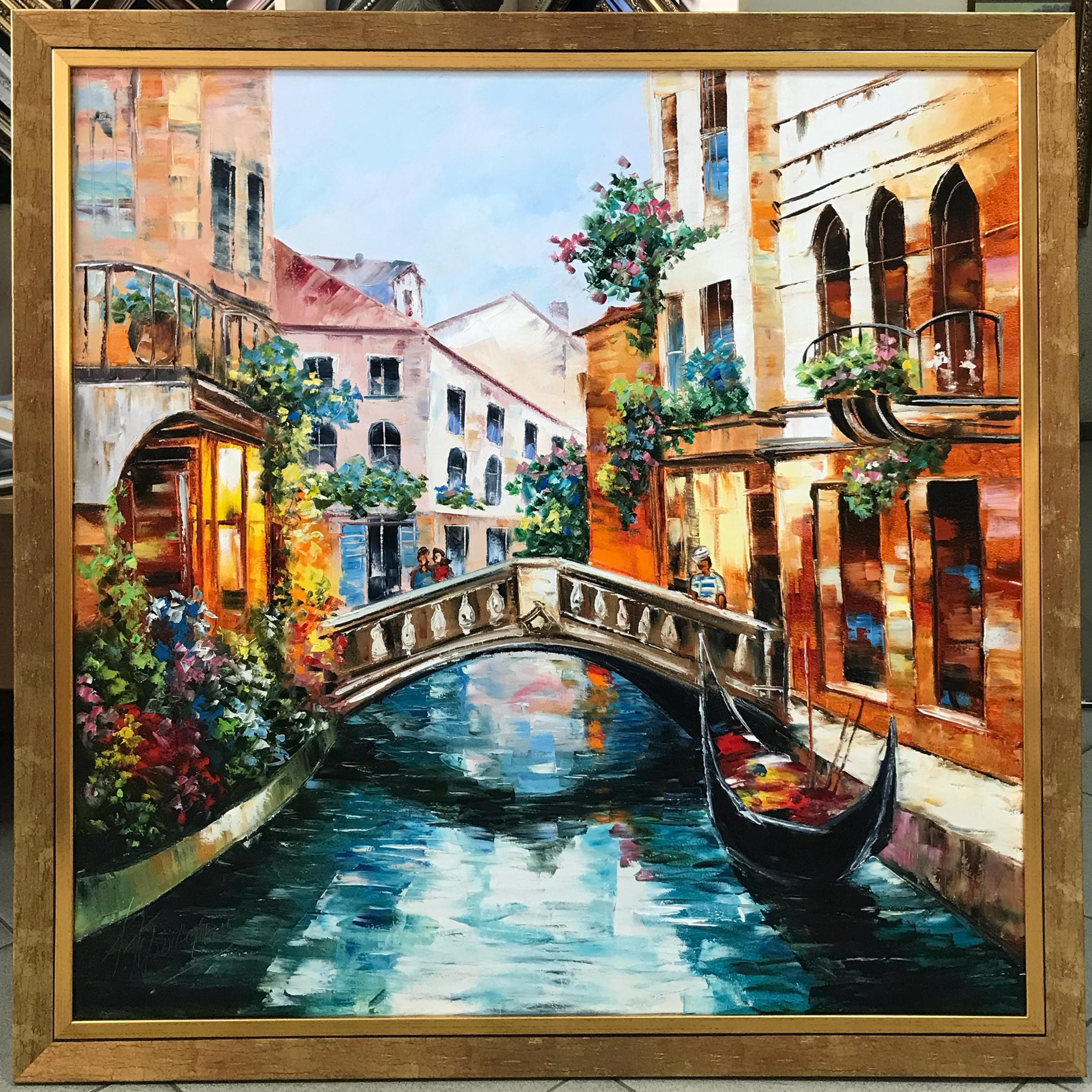 *イタリア*ベニスの運河*大型油絵* イタリア*ベニスの運河*大型油絵* イタリア*ベニスの運河*大型