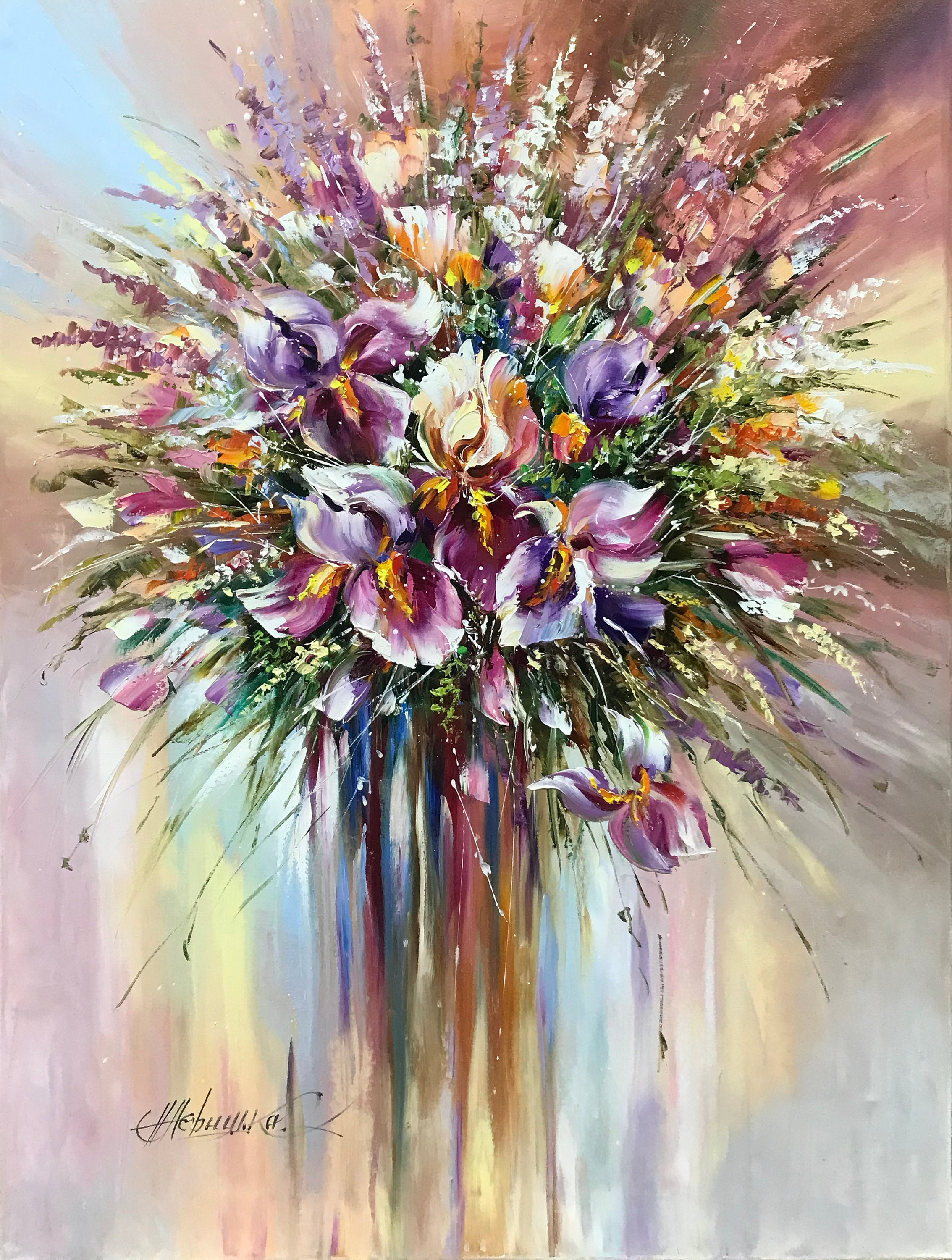 Large Abstract Flower Oil Painting Original Textured Flower - Etsy