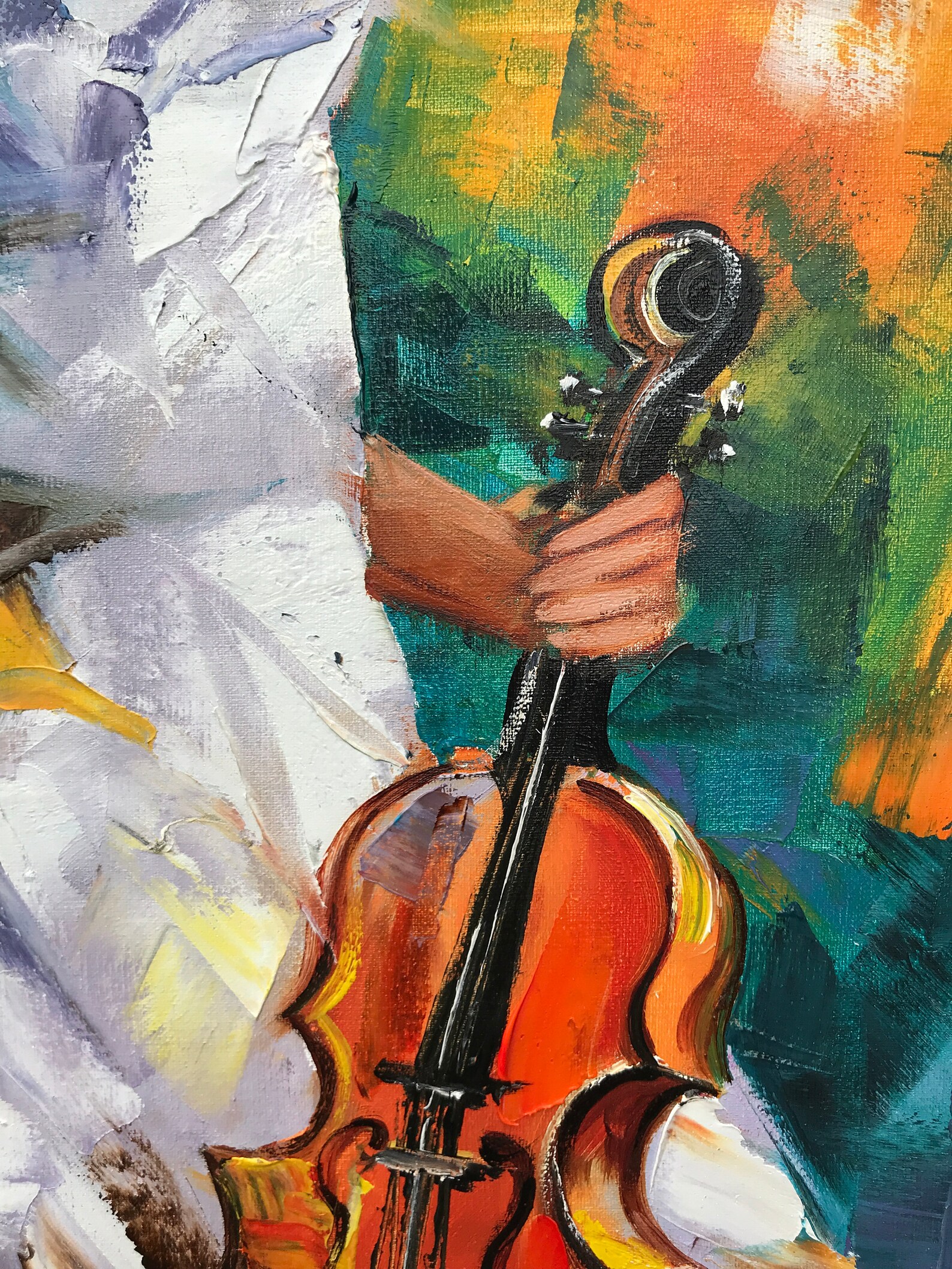 Lady With Violin Oil Painting Original Women 36x48 Canvas Wall | Etsy