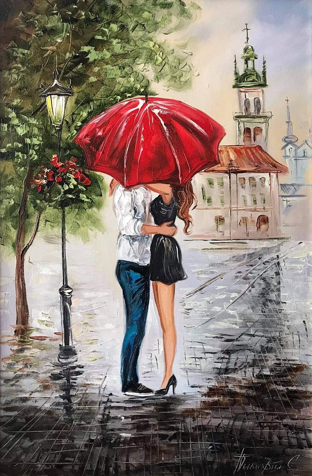 Romantic Couple Painting Canvas Love Date Night Art For Home Couple 
