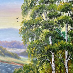 Green Forest Painting Original Trees Wall Art River Oil Painting on ...