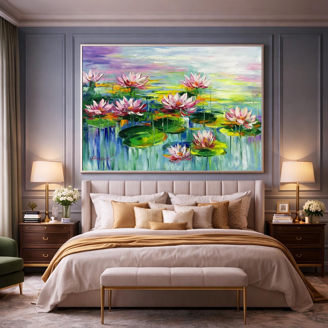Claude Monet Painting on Canvas Water Lilies Wall Art Lotus Flower Art ...