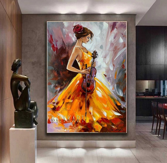 抽象的な少女の絵画 美しい女性の芸術 バイオリンの油絵 具象 抽象的な少女の絵画 美しい女性の芸術 バイオリンの油絵 具象