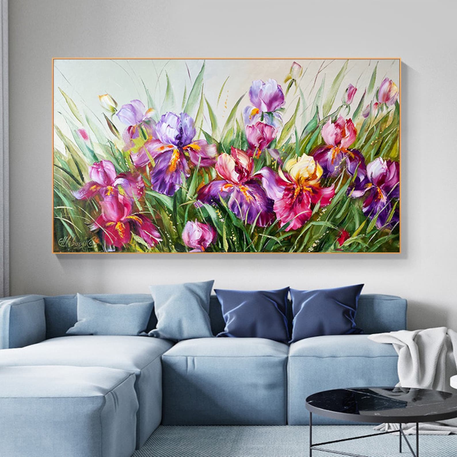 Large Horizontal Flower Oil Painting Original Flower Art - Etsy