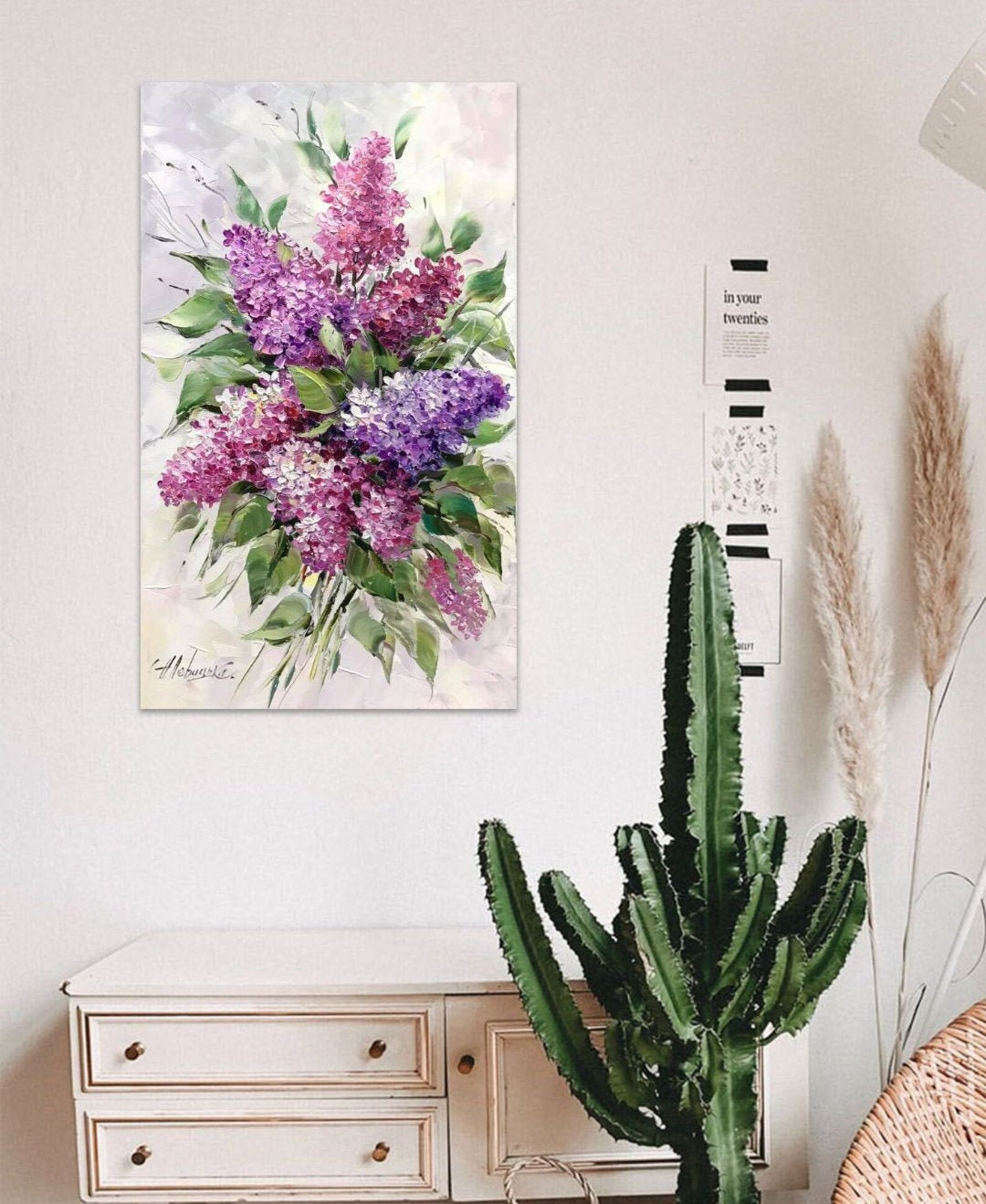 Lilac Oil Painting Original Flower Wall Art Purple Painting on Canvas ...