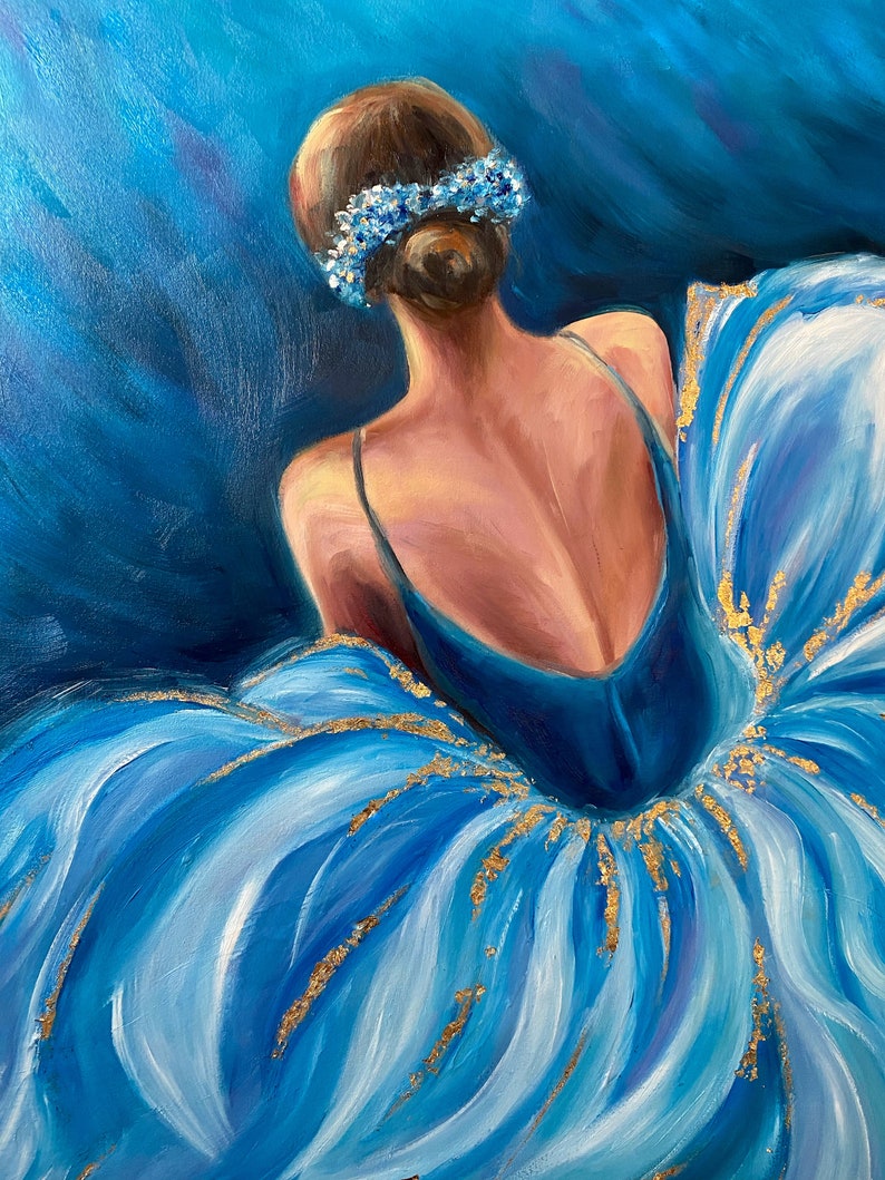 Abstract Ballerina Oil Painting Original Blue Ballerina Wall - Etsy