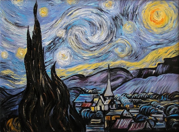 ヴァン・ゴッホの星月夜の絵画 キャンバスに描かれたオリジナルの星空