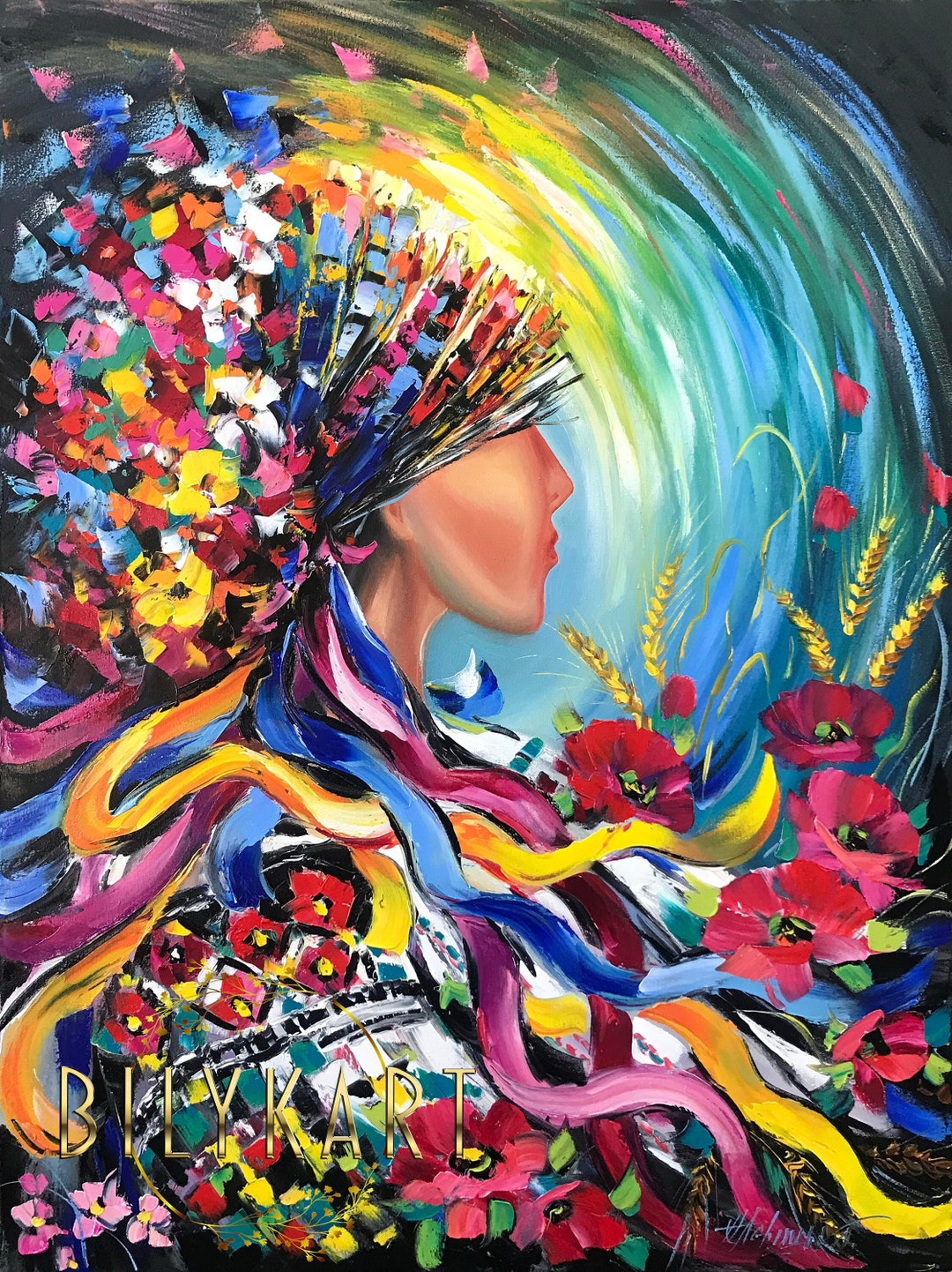 Ukrainian Girl Painting on Canvas Ukrainian Oil Painting Original From