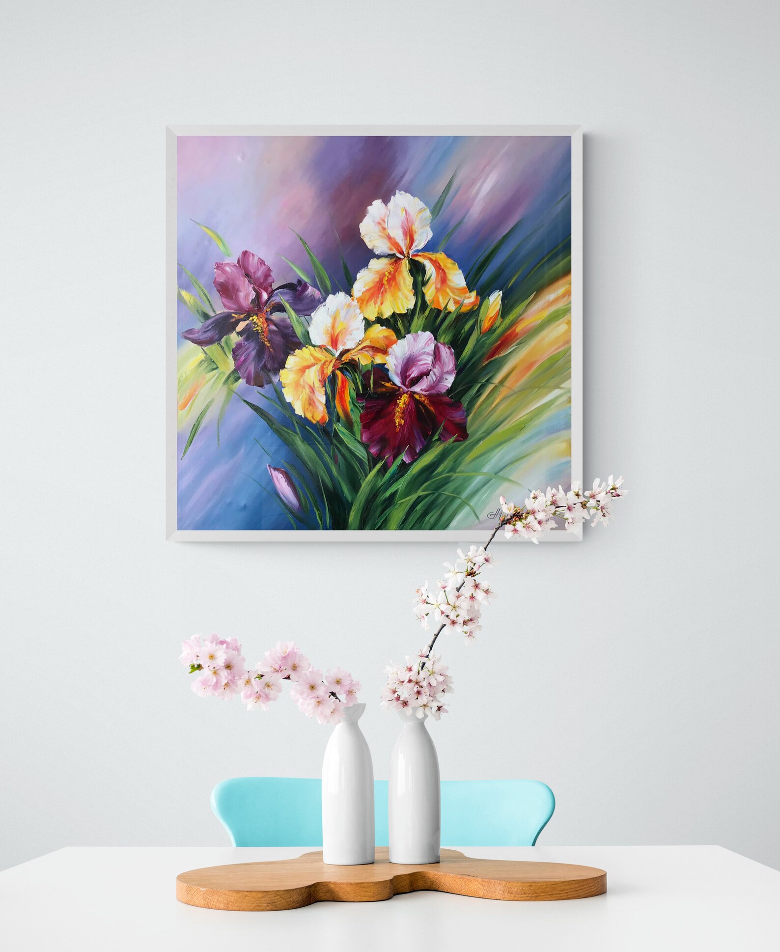Wild Iris Painting Purple Iris Wall Art Irises Art Framed Etsy