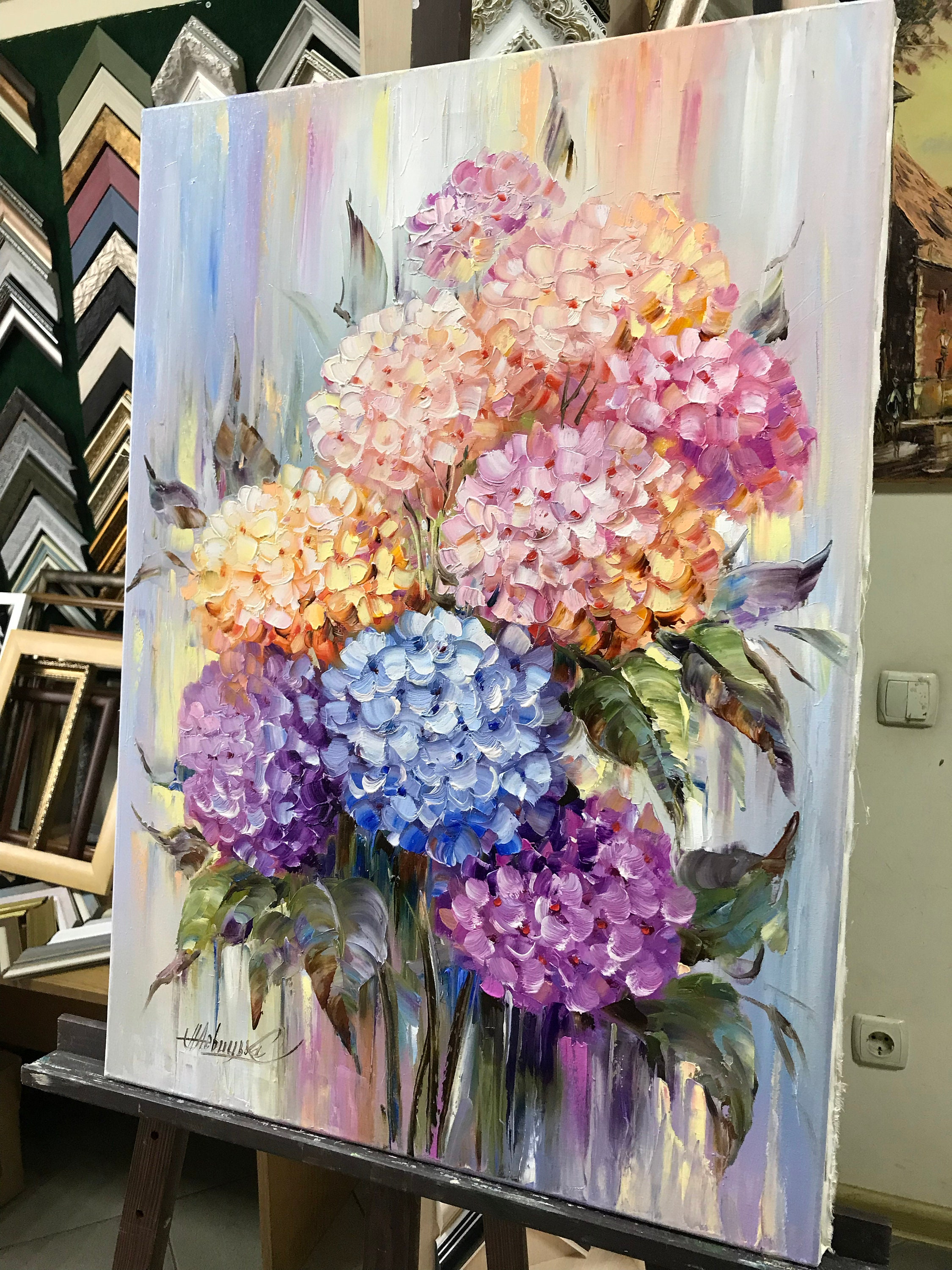 油絵 絵画 【Hydrangea】 油絵 絵画 【Hydrangea】 20th Century Hydrangea Landscape Oil