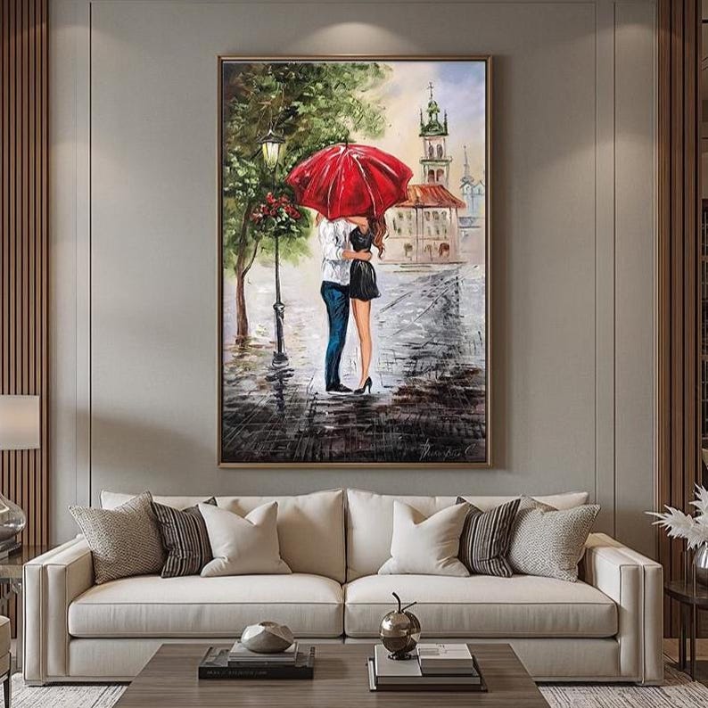 Romantic Couple Painting Canvas Love Date Night Art for Home Couple ...