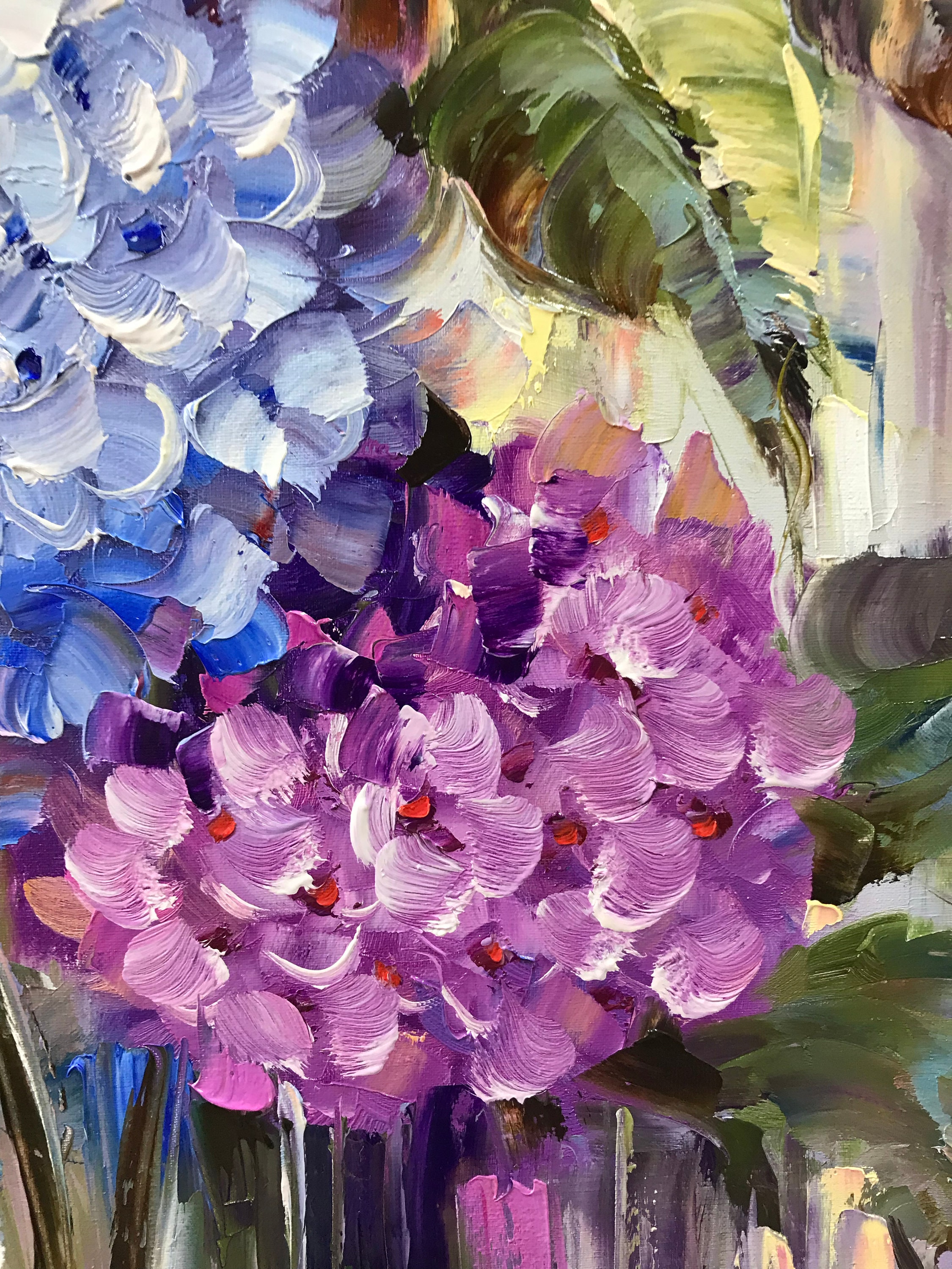 Hydrangea Painting Original Hydrangeas Painting on Canvas Flower