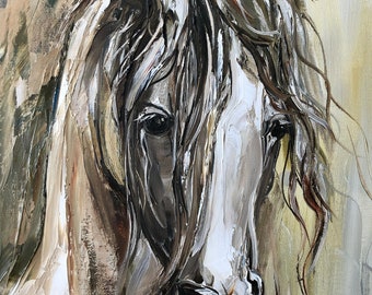 アラビアの馬の油絵 キャンバス 農家の壁アート 動物の油絵 馬好きへの