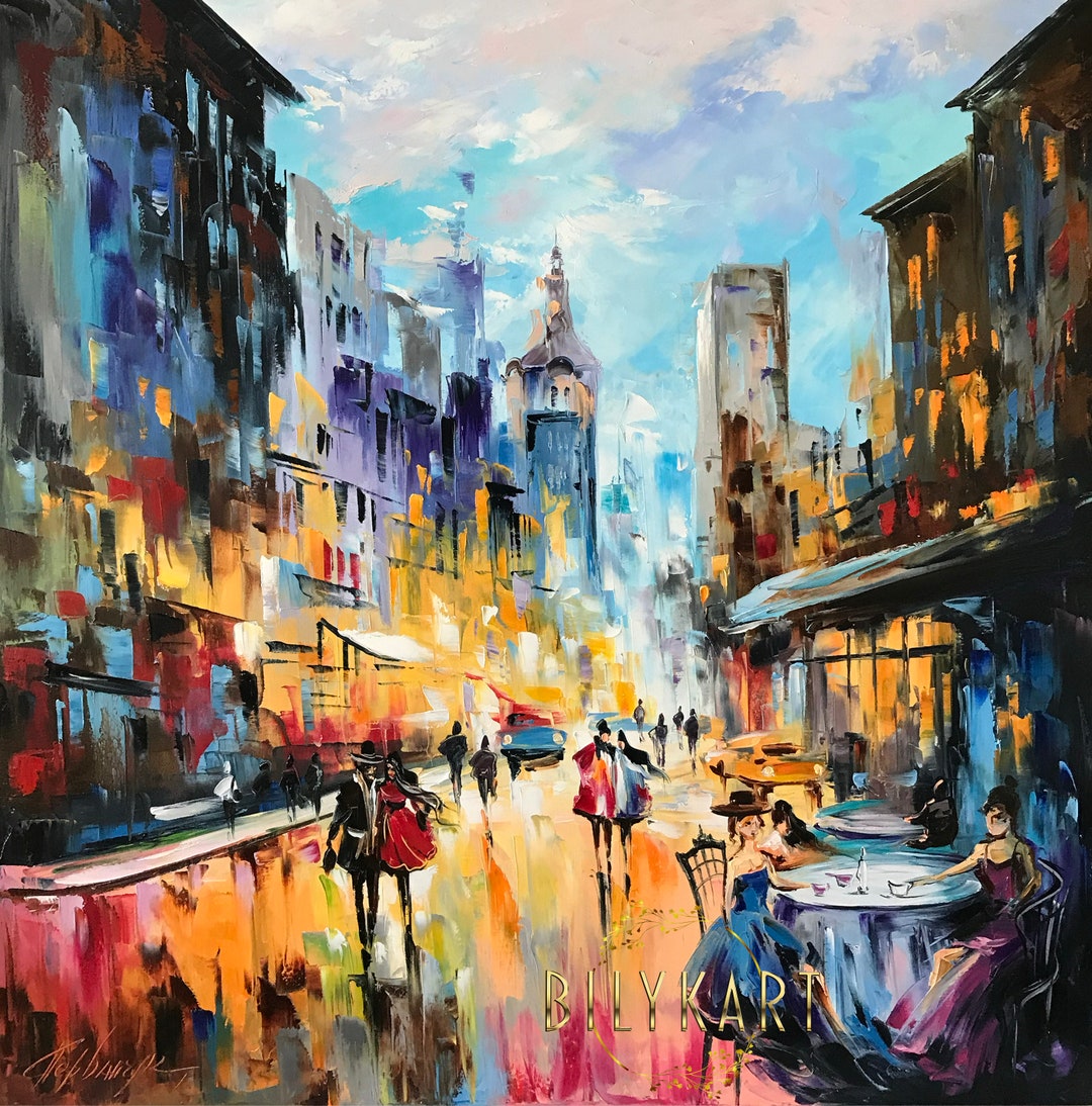 Paint by Numbers for Adults Beginner - Landscape Street Scenery Paint by Numbers,New York Skyline Oil Painting Art on Canvas Without Frame for Home