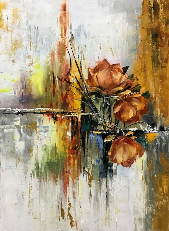 キャンバス絵画 オレンジ アートパネル 花のアートパネル インテリア