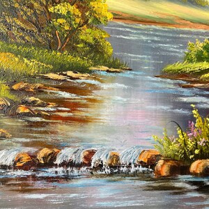 Green Forest Painting Original Trees Wall Art River Oil Painting on ...