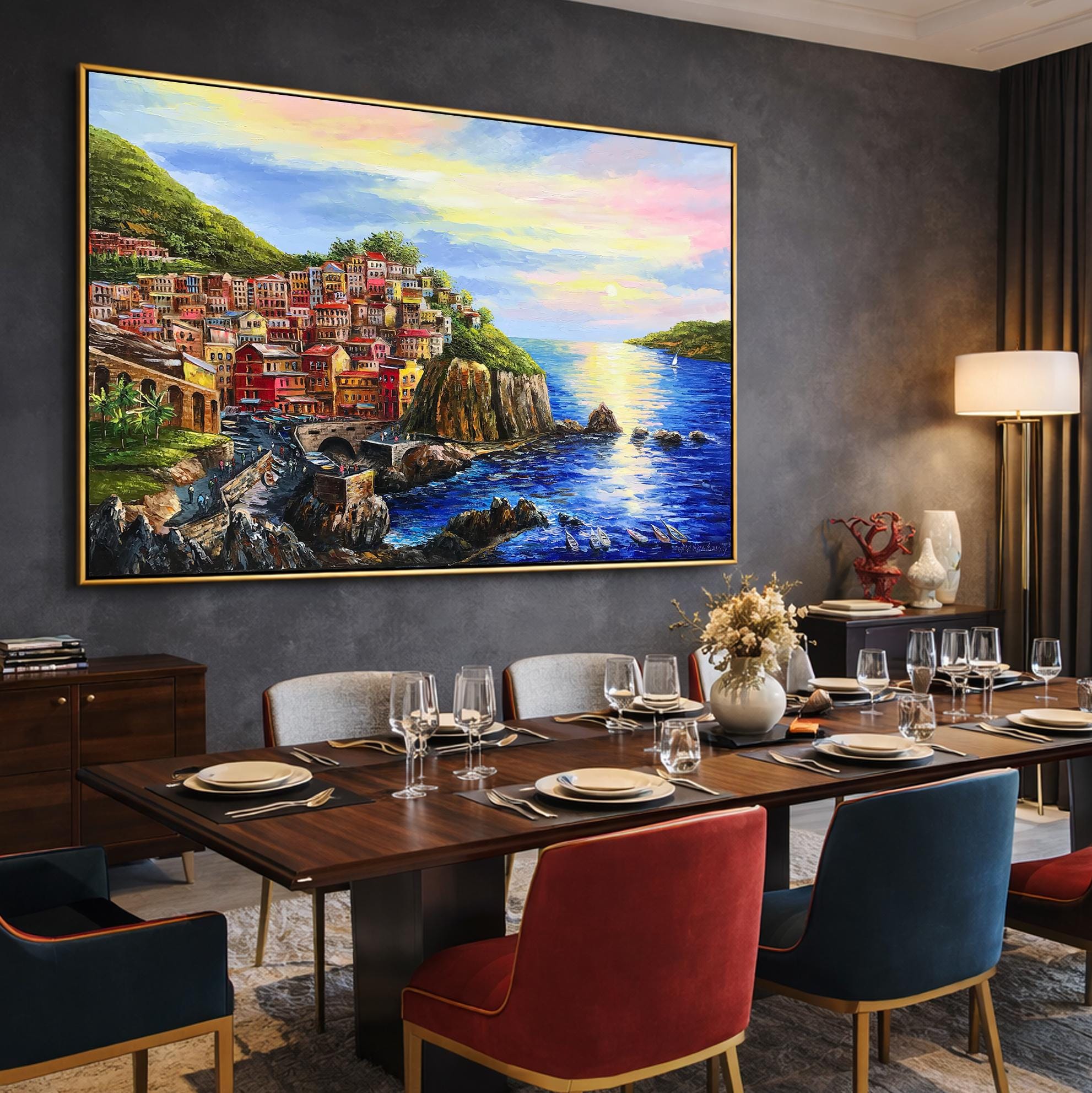 Cinque Terre Oil Painting Original: Italian Riviera, Manarola Italy ...