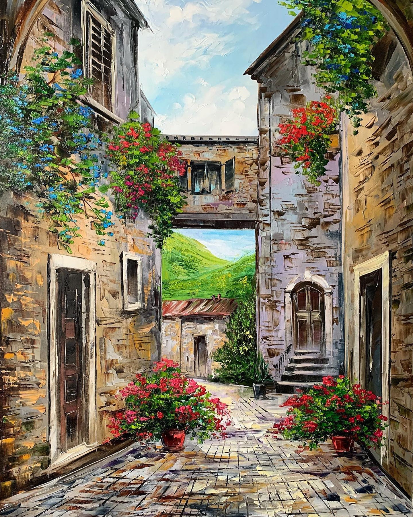 Italian Village Oil Painting on Canvas Florence Italy Art Etsy