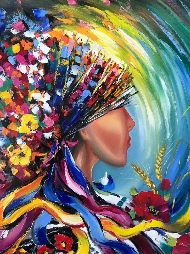Ukrainian Girl Painting on Canvas Ukrainian Oil Painting Etsy