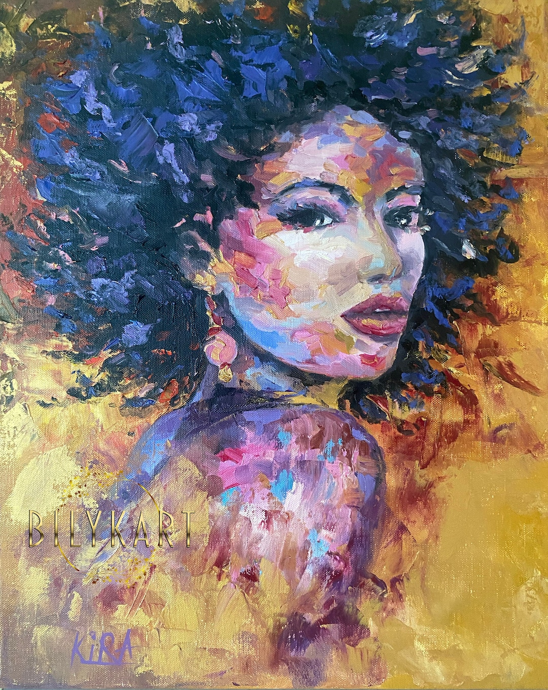 キャンバスに描かれたアフリカの絵画 黒人少女の絵画 オリジナルの