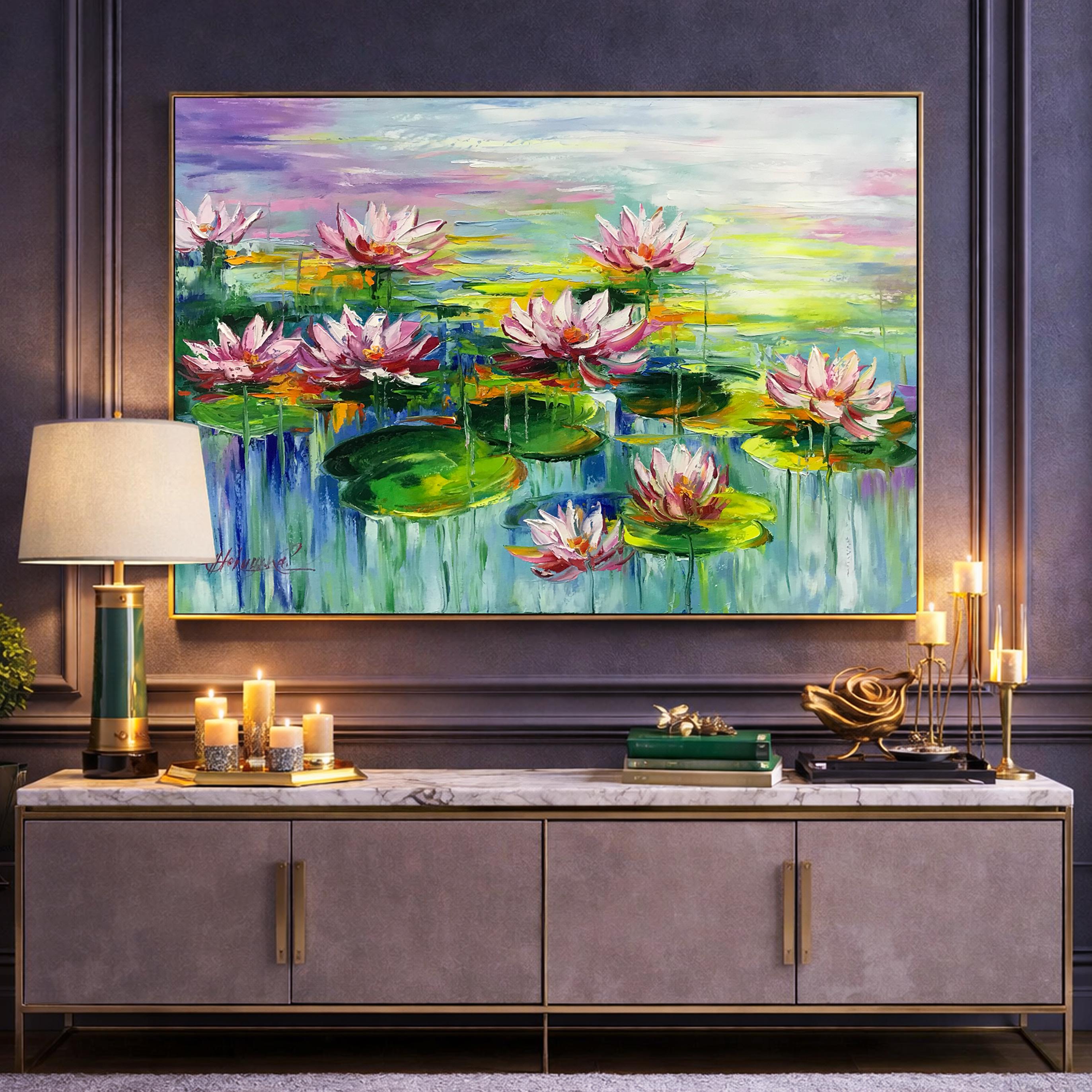 Claude Monet Painting on Canvas Water Lilies Wall Art Lotus Flower Art ...