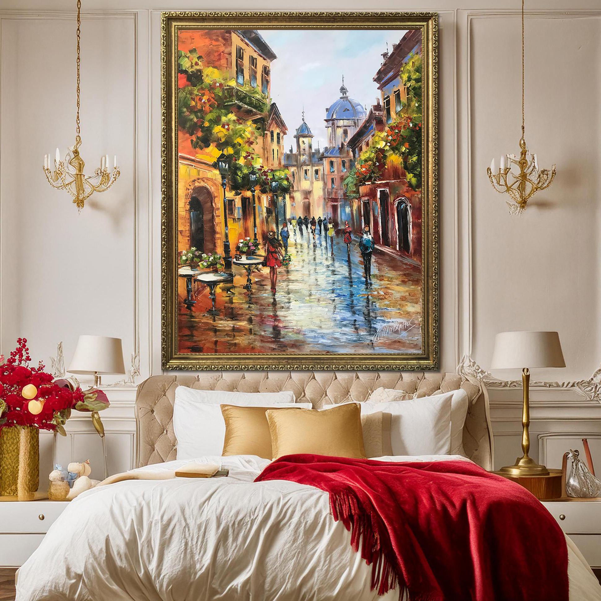 ⚫︎フランスアンティーク⚫︎穏やかな木々 水辺の風景画絵 paris