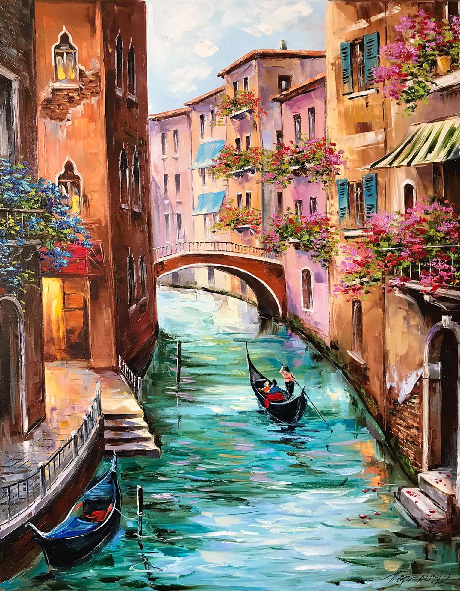 Venedig Malerei Italien Original Öl Kunst Gondel Kunstwerk Etsy