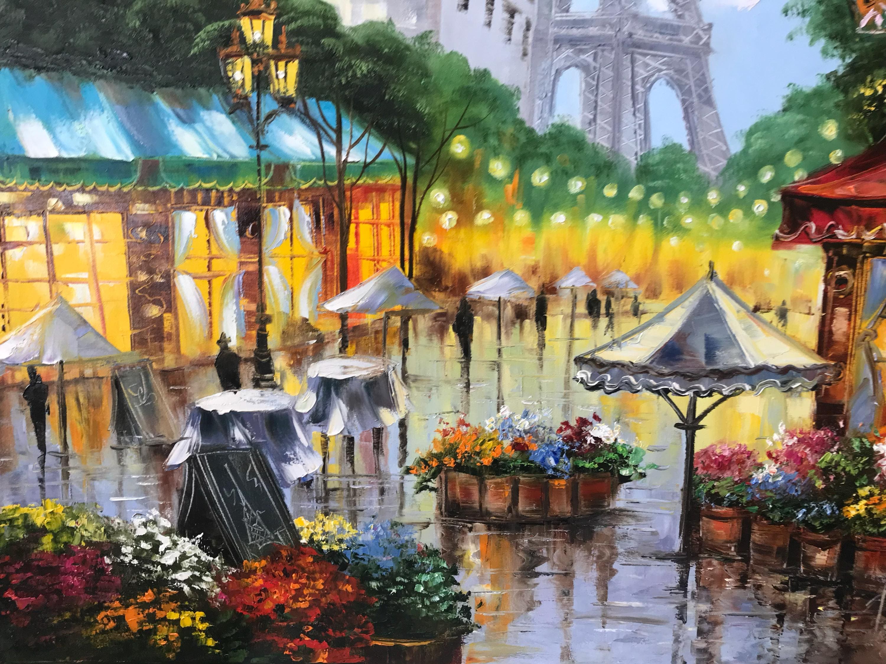 パリの街並みの油絵 オリジナルパリジャンアート ウクライナの