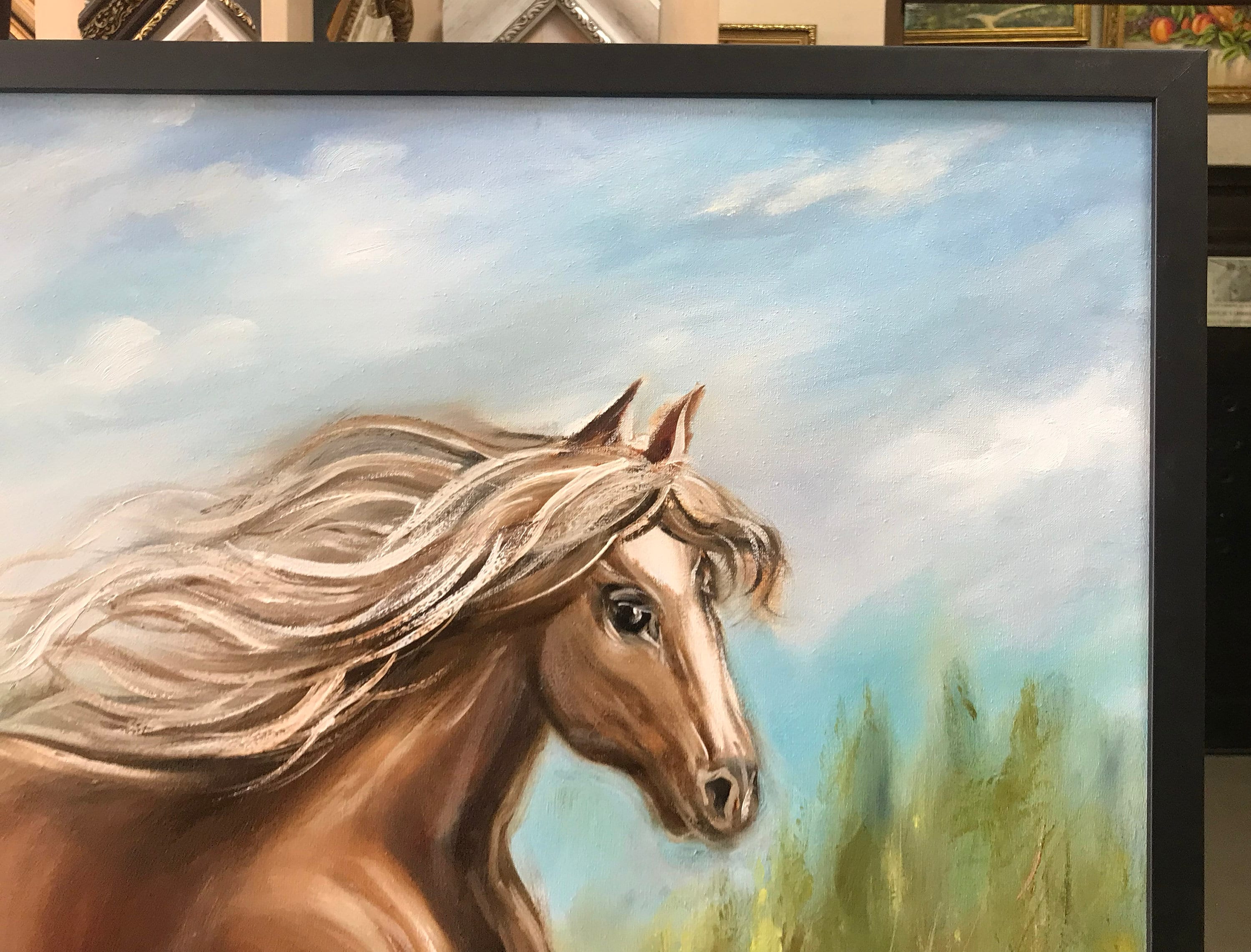Runa Art Painting Horses Modern Wall Decoration – 100% Made in Germany – Animals Brown Beige Room 032515a